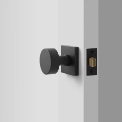 Schoolhouse Berlin Door Set with Cylinder Knob - Flat Black Best