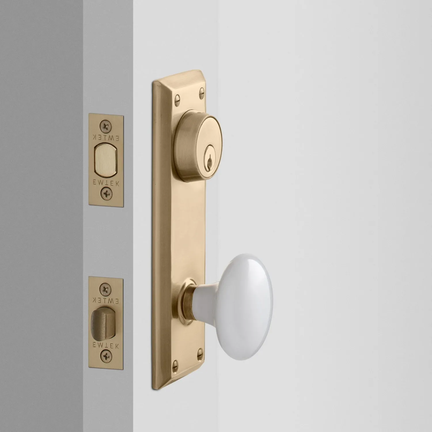 Schoolhouse Freeport Large Backplate Doorset with Porcelain Knob New