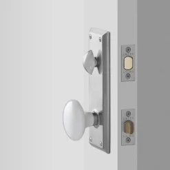 Schoolhouse Freeport Large Backplate Doorset with Porcelain Knob New