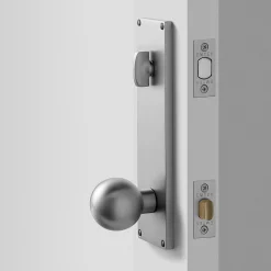 Schoolhouse Tate Door Set with Globe Knob - Satin Nickel Sale
